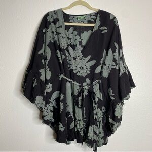 Bel Kazan Tie‎ Ruffle Printed Kaftan O/S